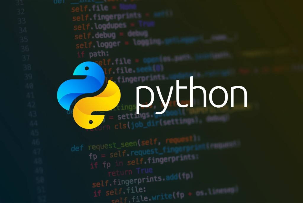 Python logo over robotics source code
